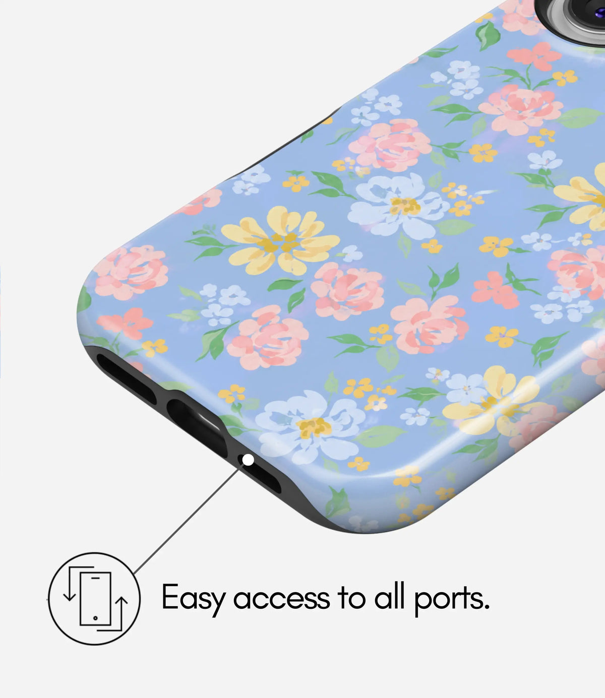 Blue Bloom Garden Premium Tough Shining Phone Case (Double Layer) Available For All iPhone Models