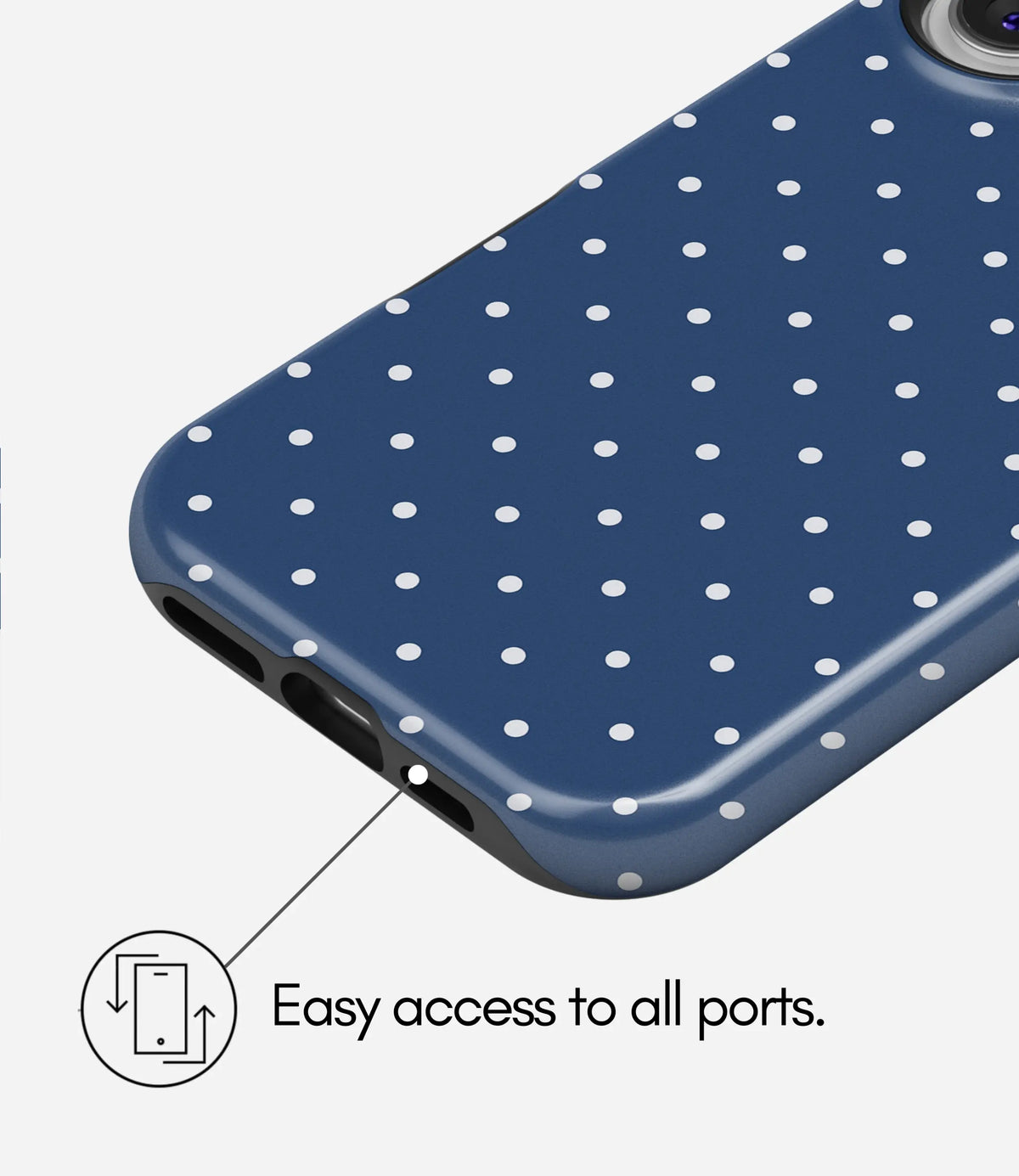 Dot Navy Premium Tough Shining Phone Case (Double Layer) Available For All iPhone Models