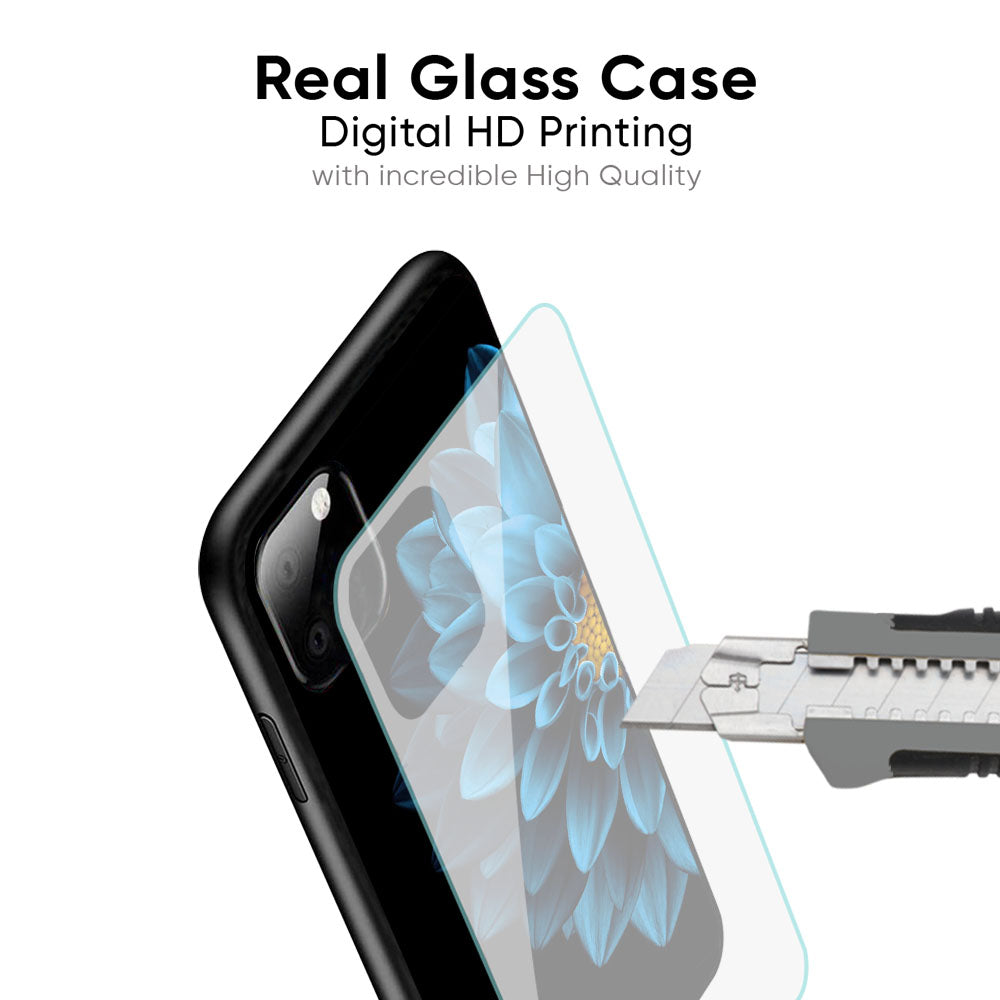 Half Blue Flower Glass Case for iPhone 17 Pro Max