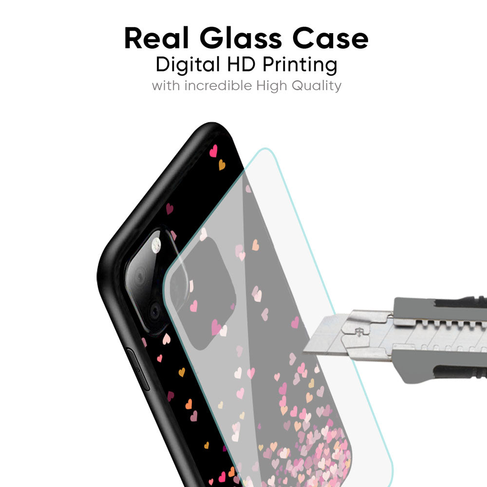 Heart Rain Fall Glass Case For iPhone 17 Pro Max