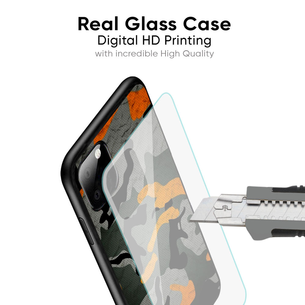 Camouflage Orange Glass Case For iPhone 17 Pro Max