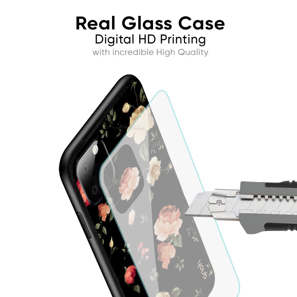 Black Spring Floral Glass Case for iPhone 17 Pro Max