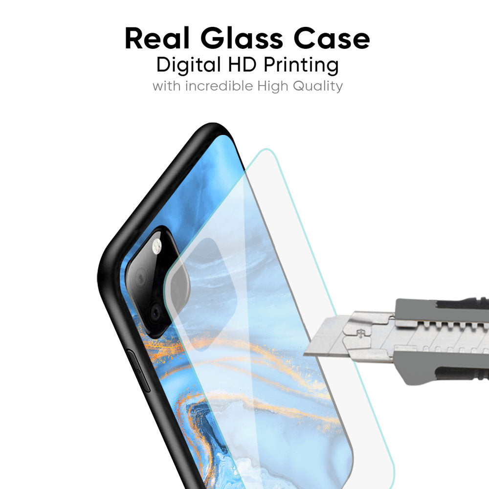 Vibrant Blue Marble Glass Case for iPhone 17 Pro Max