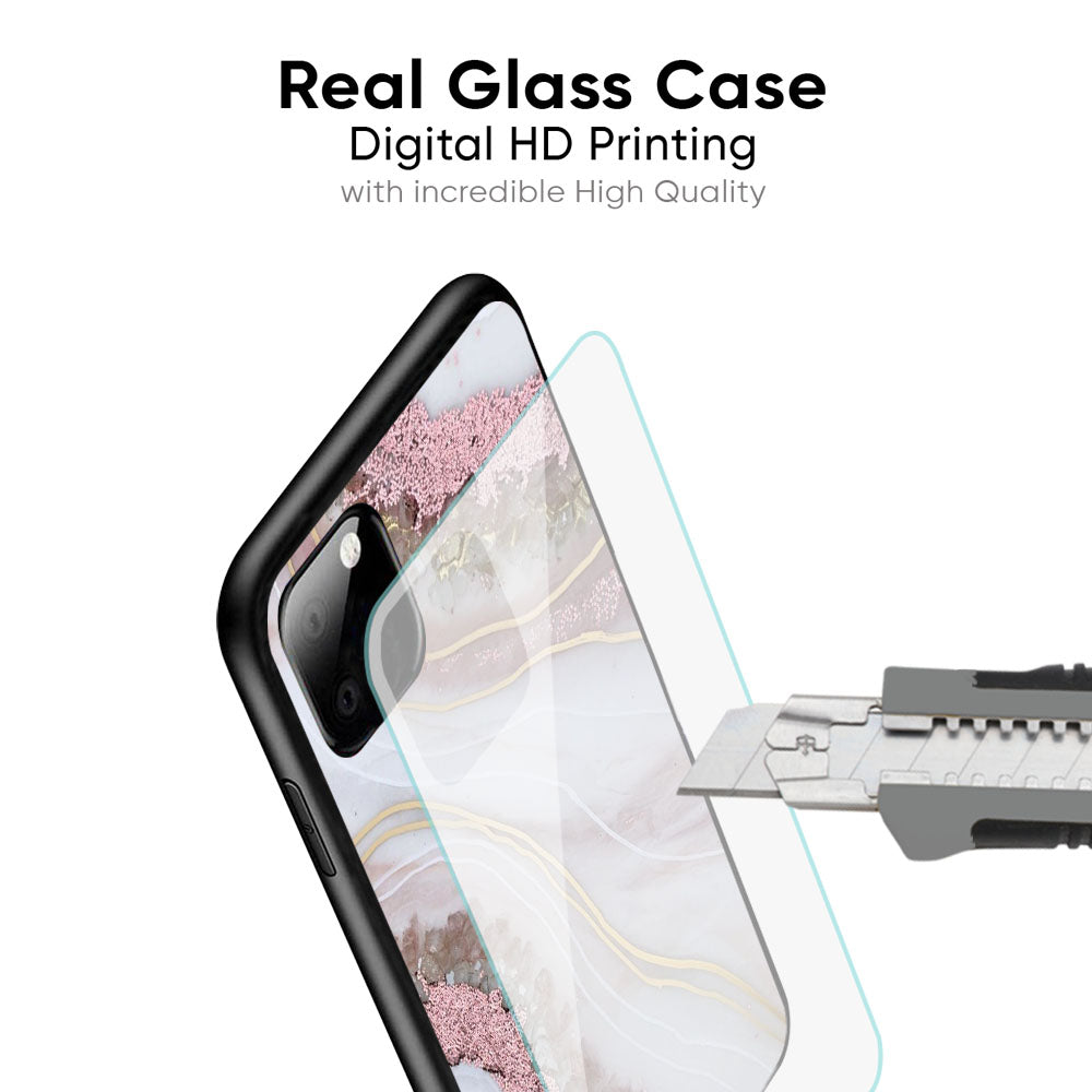 Pink & Gold Gllitter Marble Glass Case for iPhone 17 Pro Max