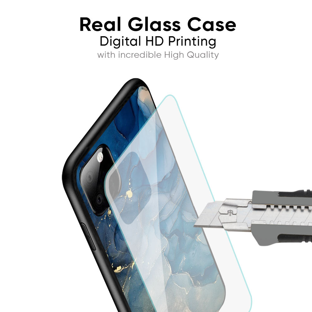 Blue Cool Marble Glass Case for iPhone 17 Pro Max