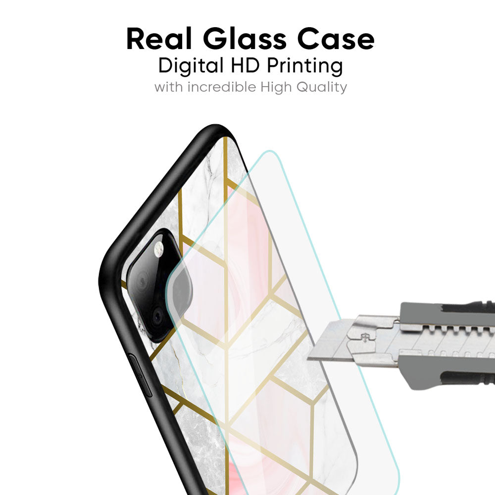 Geometrical Marble Glass Case for iPhone 17 Pro Max