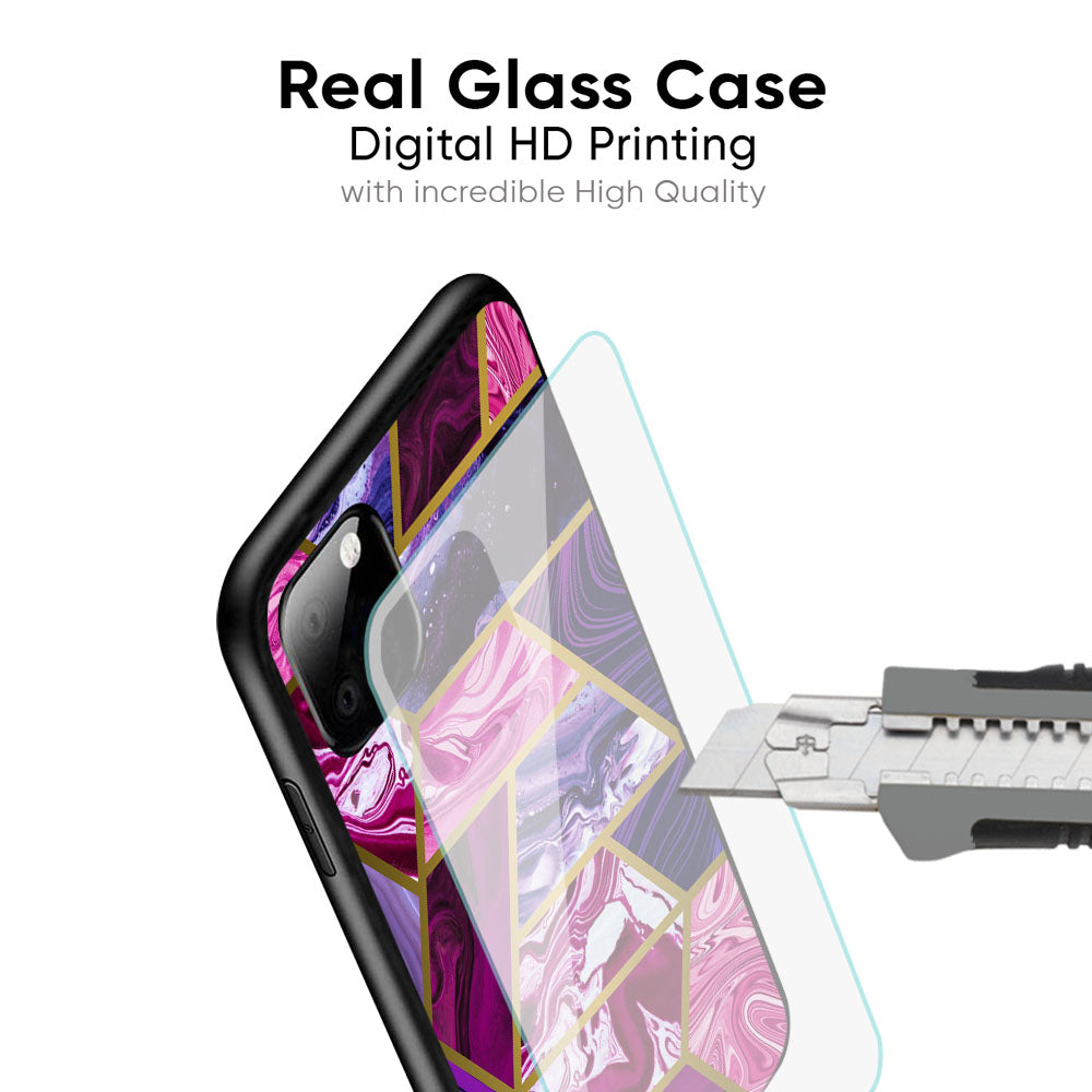 Electroplated Geometric Marble Glass Case for iPhone 17 Pro Max