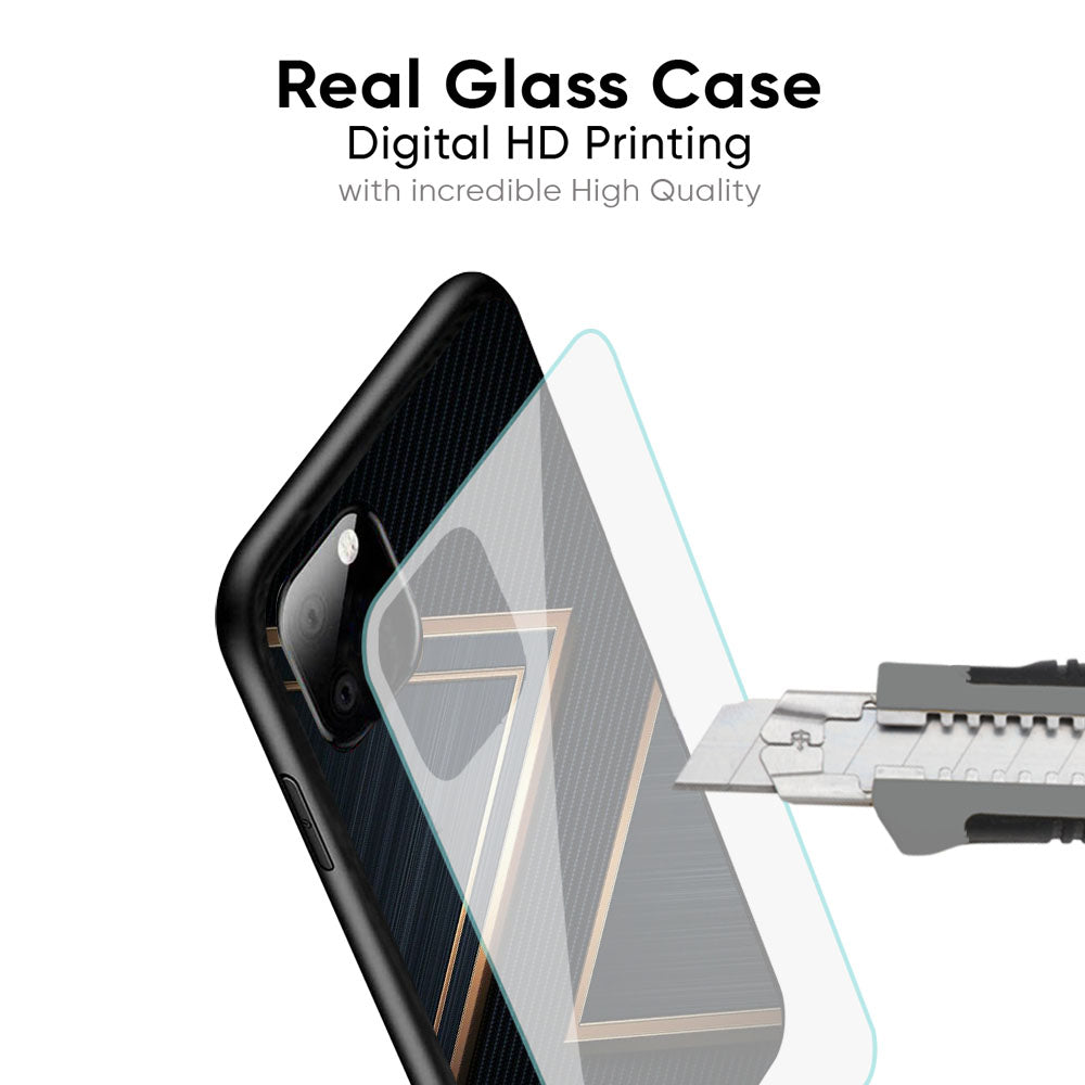 Sleek Golden & Navy Glass Case for iPhone 17 Pro Max