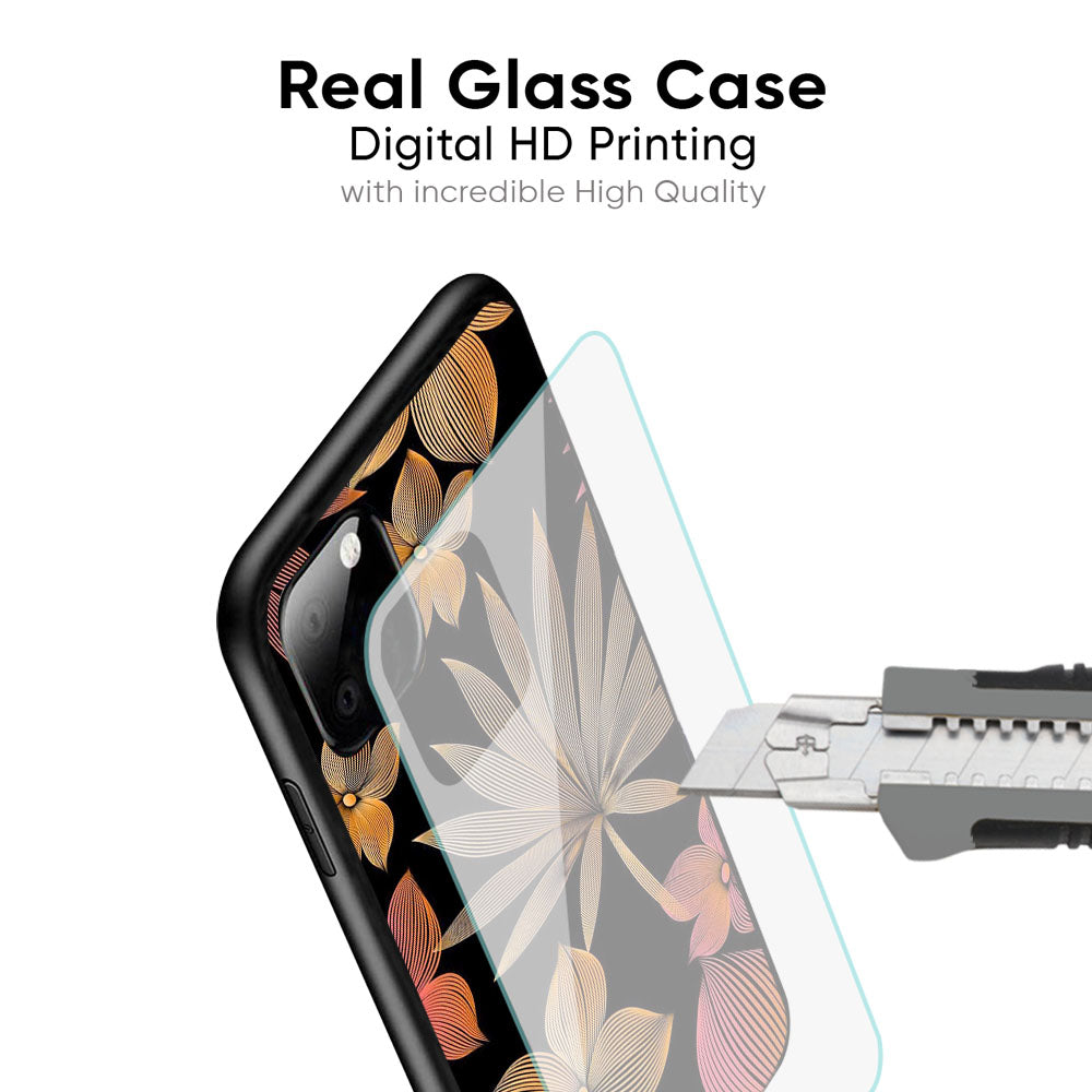Lines Pattern Flowers Glass Case for iPhone 17 Pro Max