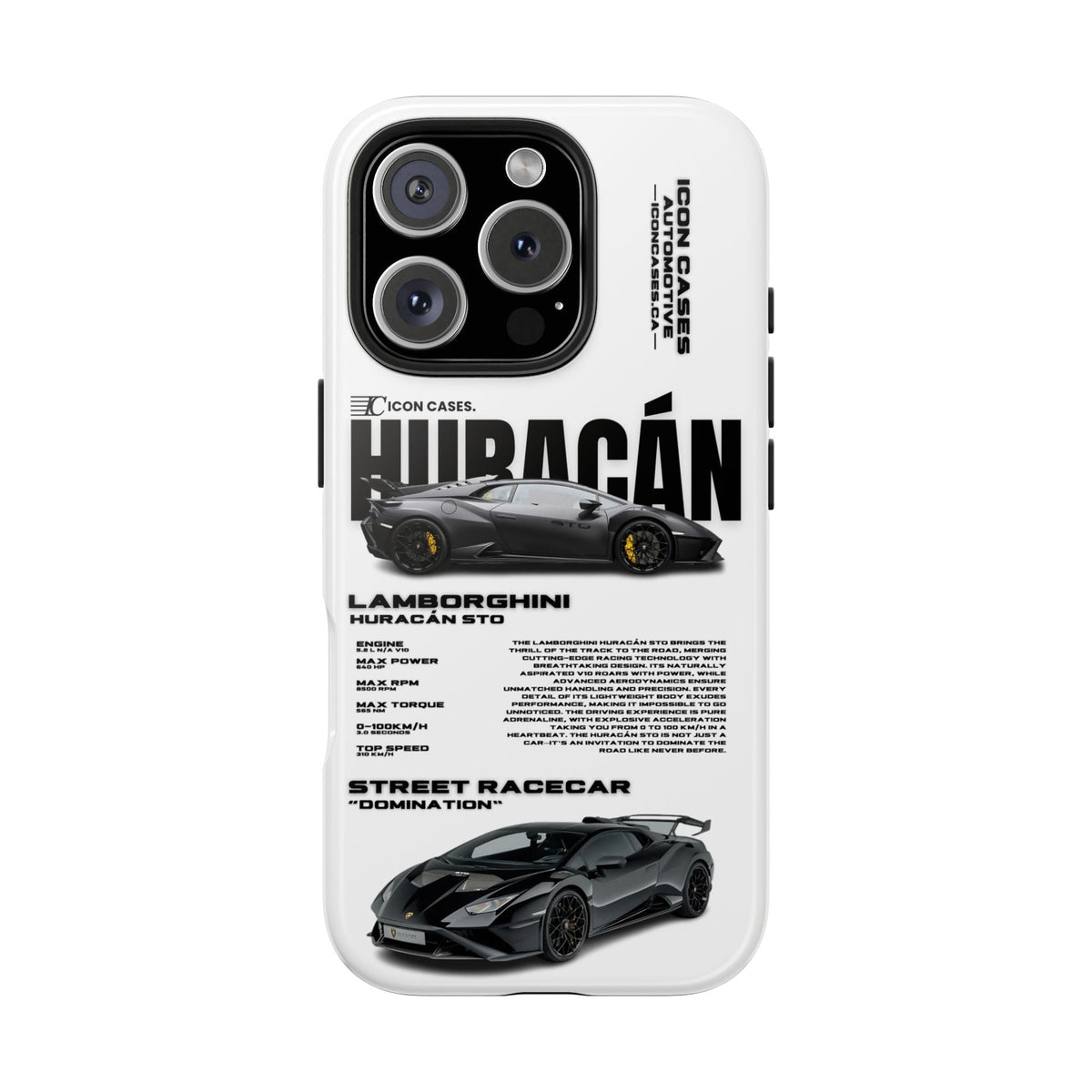 Lamborghini Huracan STO White Premium Tough Shining Phone Case (Double Layer) Available For All iPhone Models