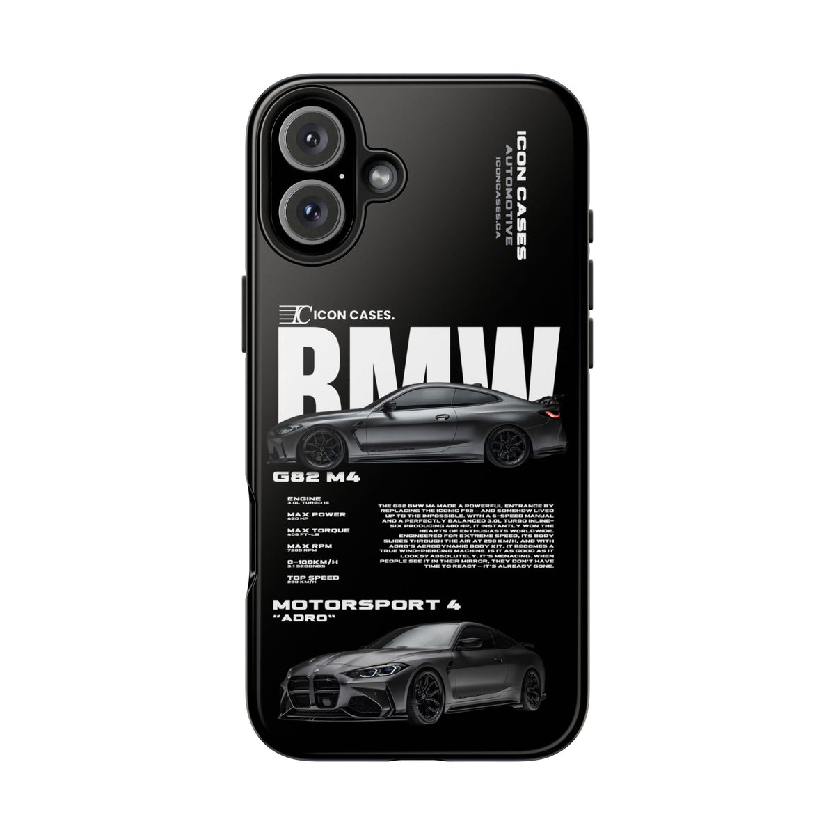 BMW M4 (G82) Black Premium Tough Shining Phone Case (Double Layer) Available For All iPhone Models