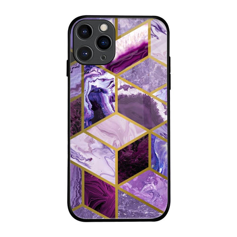 Purple Rhombus Marble Glossy Case for iPhone 11 Pro