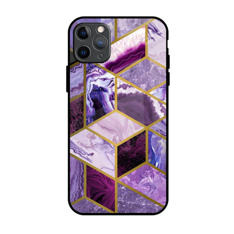 Purple Rhombus Marble Glossy Case for iPhone 11 Pro Max
