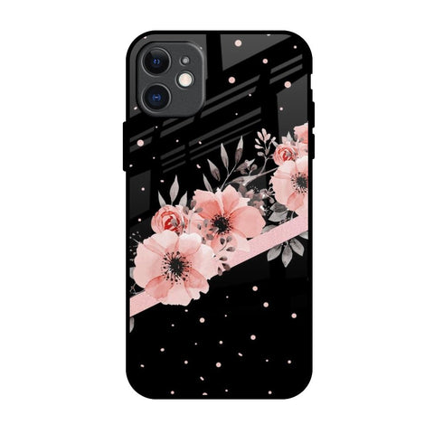 Floral Black Band Glossy Case For iPhone 11