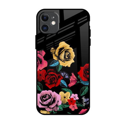 Floral Decorative Glossy Case For iPhone 11