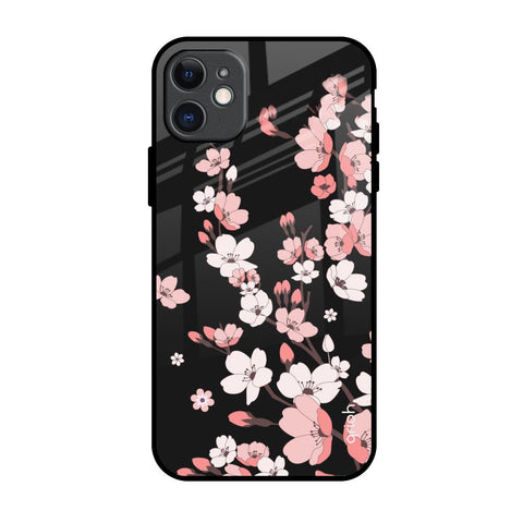 Black Cherry Blossom Glossy Case for iPhone 11