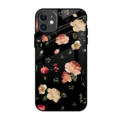 Black Spring Floral Glossy Case for iPhone 11