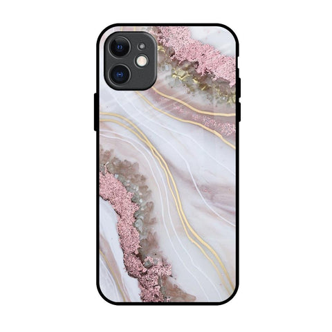 Pink & Gold Gllitter Marble Glossy Case for iPhone 11