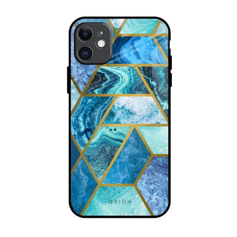 Turquoise Geometrical Marble Glossy Case for iPhone 11