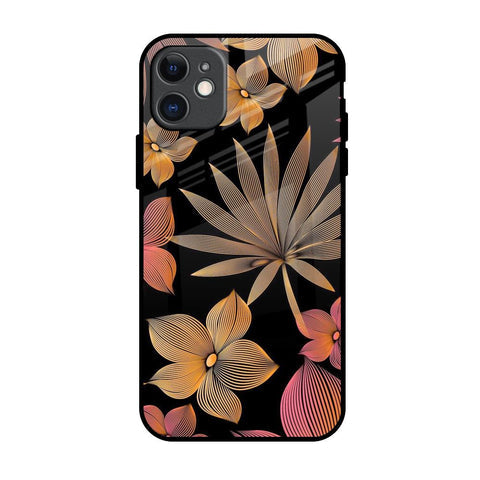 Lines Pattern Flowers Glossy Case for iPhone 11