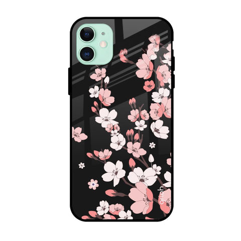 Black Cherry Blossom Glossy Case for Apple iPhone 11