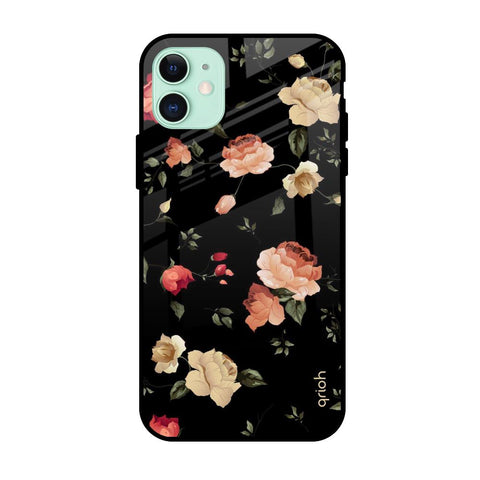 Black Spring Floral Glossy Case for Apple iPhone 11