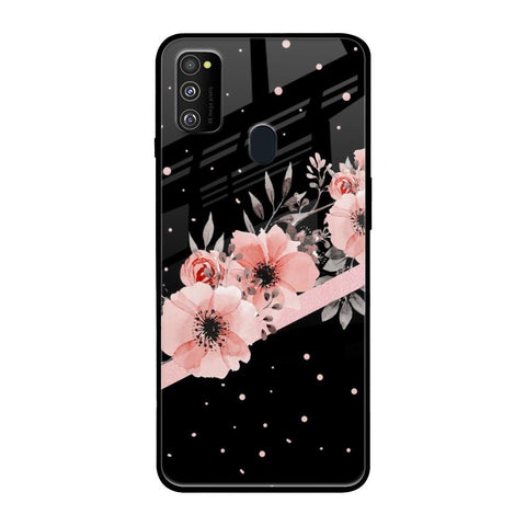 Floral Black Band Glossy Case For Samsung Galaxy M30s