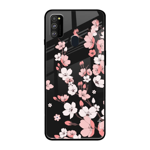 Black Cherry Blossom Glossy Case for Samsung Galaxy M30s