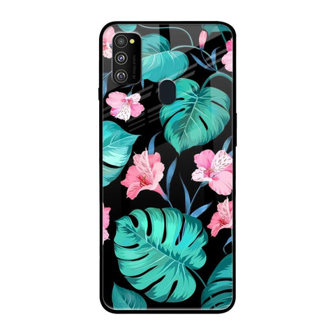 Tropical Leaves & Pink Flowers Glossy case for Samsung Galaxy M30s