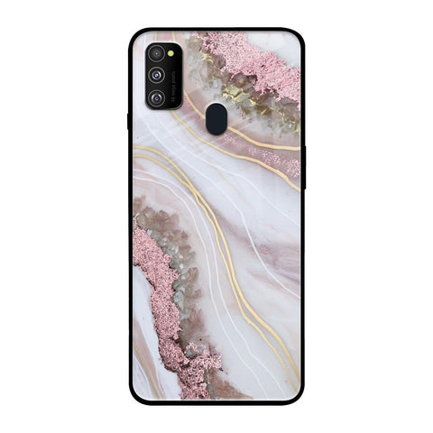 Pink & Gold Gllitter Marble Glossy Case for Samsung Galaxy M30s