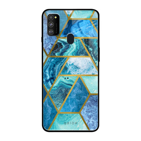 Turquoise Geometrical Marble Glossy Case for Samsung Galaxy M30s