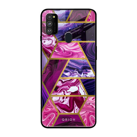 Electroplated Geometric Marble Glossy Case for Samsung Galaxy M30s