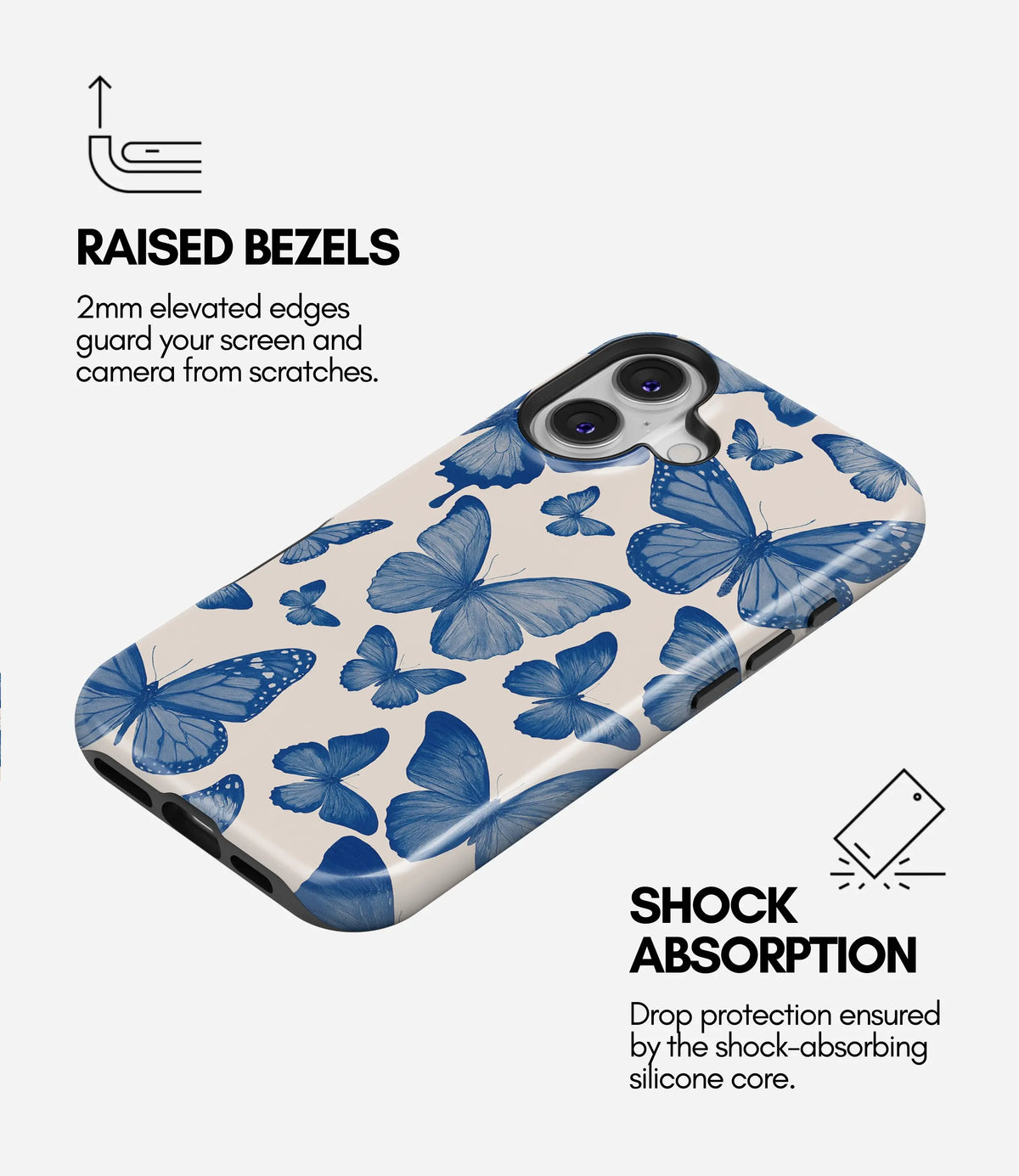 Indigo Flutter Premium Tough Shining Phone Case (Double Layer) Available For All iPhone Models