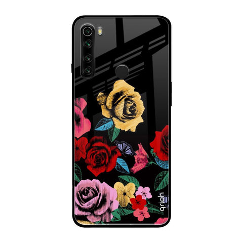 Floral Decorative Glossy Case For Xiaomi Redmi Note 8