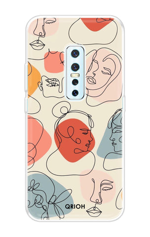 Abstract Faces Soft Cover for Vivo V17 Pro