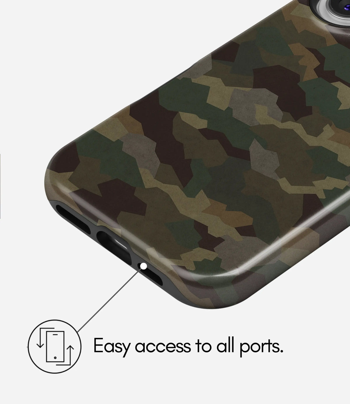 Classic Woodland Camo Premium Tough Shining Phone Case (Double Layer) Available For All iPhone Models
