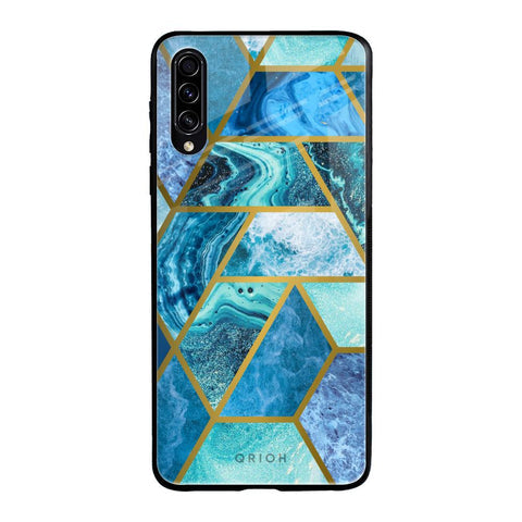 Turquoise Geometrical Marble Glossy Case for Samsung Galaxy A70s