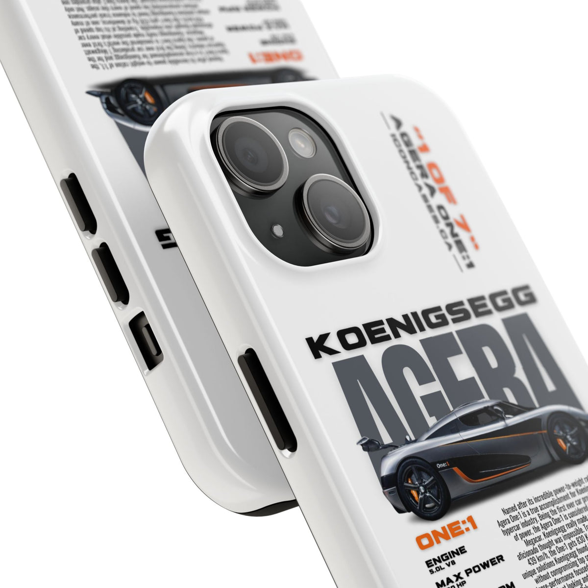 Koenigsegg One:1 White Premium Tough Shining Phone Case (Double Layer) Available For All iPhone Models