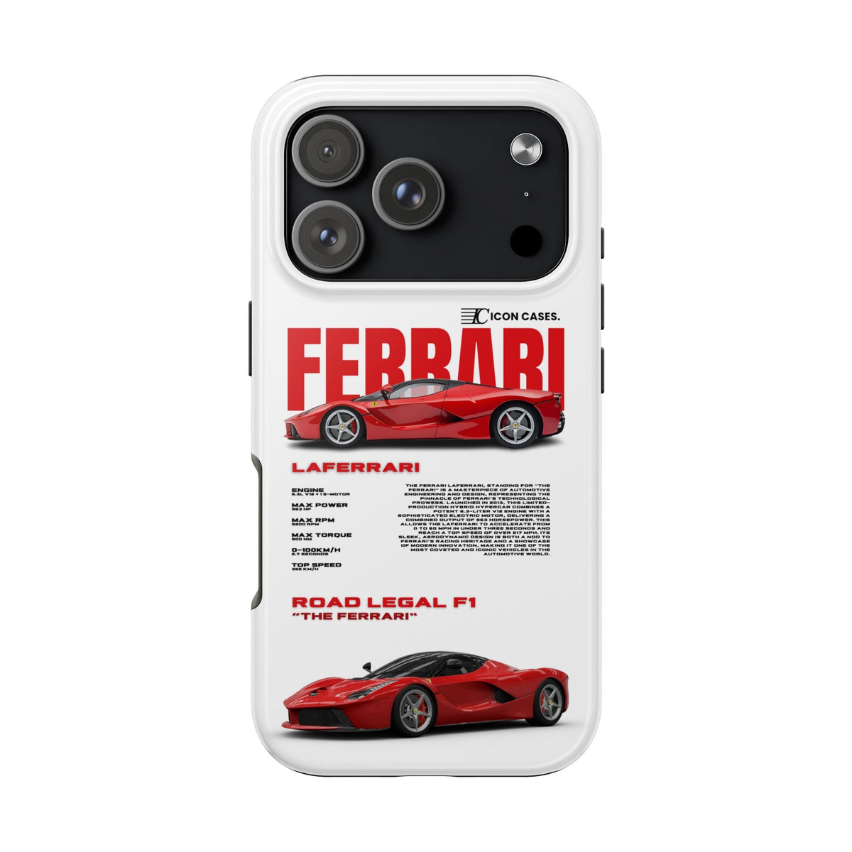 Ferrari LaFerrari White Premium Tough Shining Phone Case (Double Layer) Available For All iPhone Models