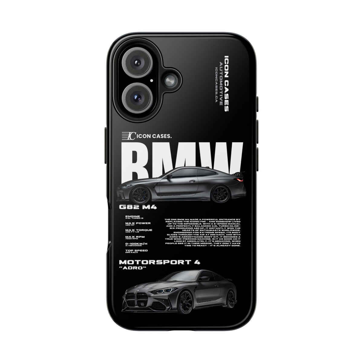 BMW M4 (G82) Black Premium Tough Shining Phone Case (Double Layer) Available For All iPhone Models