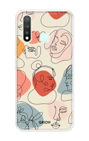 Abstract Faces Soft Cover for Vivo U20