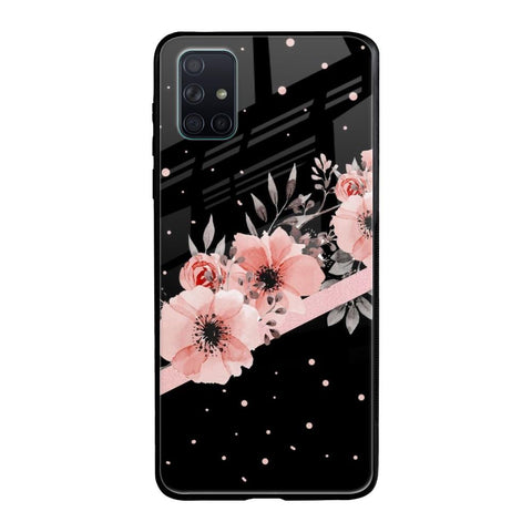 Floral Black Band Glossy Case For Samsung Galaxy A51