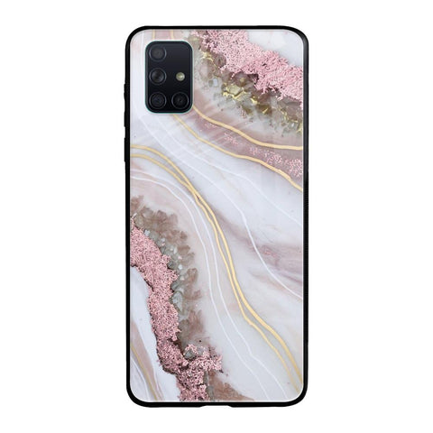 Pink & Gold Gllitter Marble Glossy Case for Samsung Galaxy A51