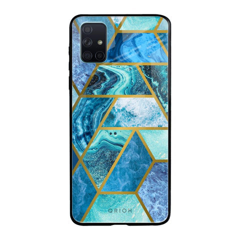 Turquoise Geometrical Marble Glossy Case for Samsung Galaxy A51