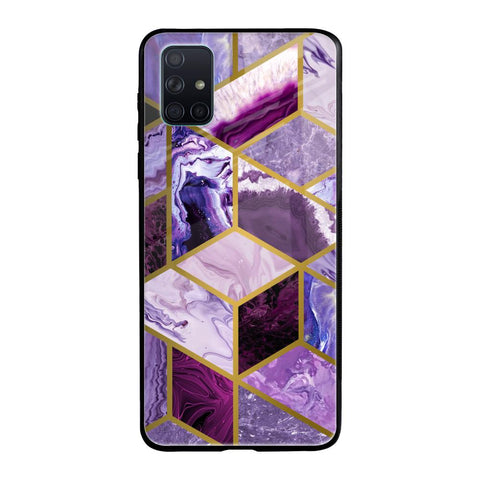 Purple Rhombus Marble Glossy Case for Samsung Galaxy A51
