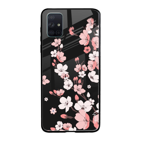 Black Cherry Blossom Glossy Case for Samsung Galaxy A71
