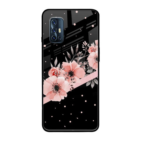Floral Black Band Glossy Case For Vivo V17