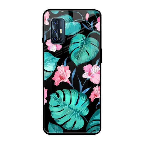 Tropical Leaves & Pink Flowers Glossy case for Vivo V17