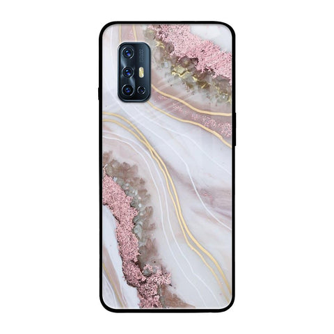 Pink & Gold Gllitter Marble Glossy Case for Vivo V17