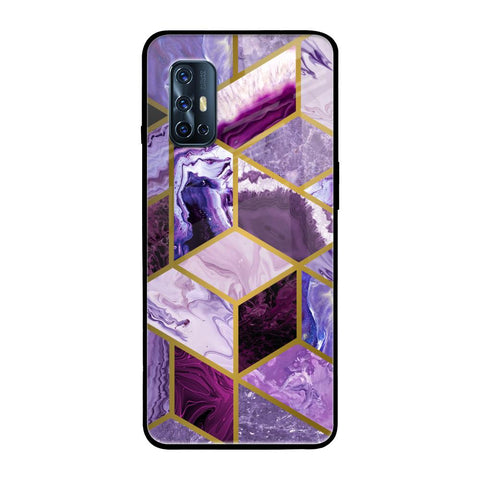 Purple Rhombus Marble Glossy Case for Vivo V17